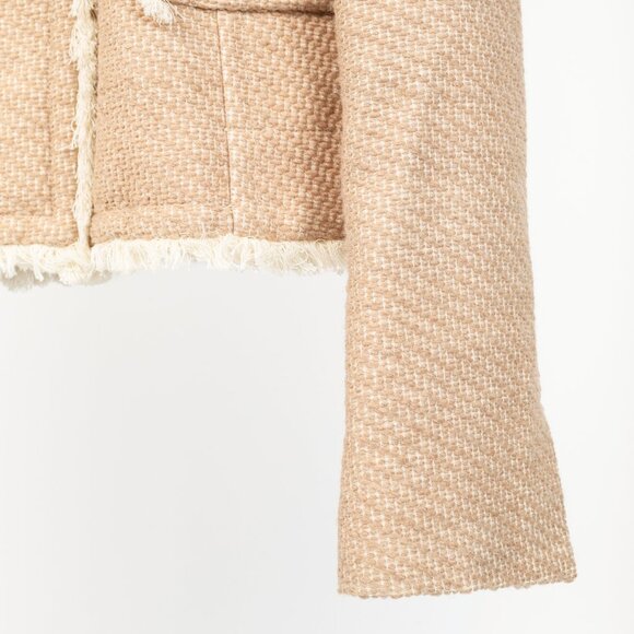 Twinset Taupe Cotton-Blend Tweed Frog-Fastener Jacket - Picture 6 of 14